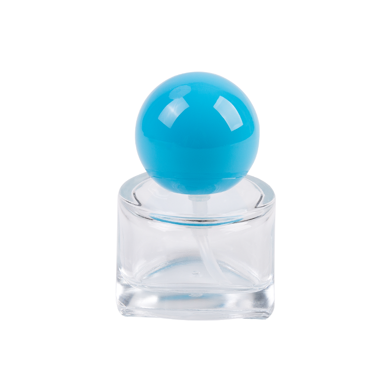 Bouteille cosmétique en verre de 30 ml avec capuchon en abs bleu