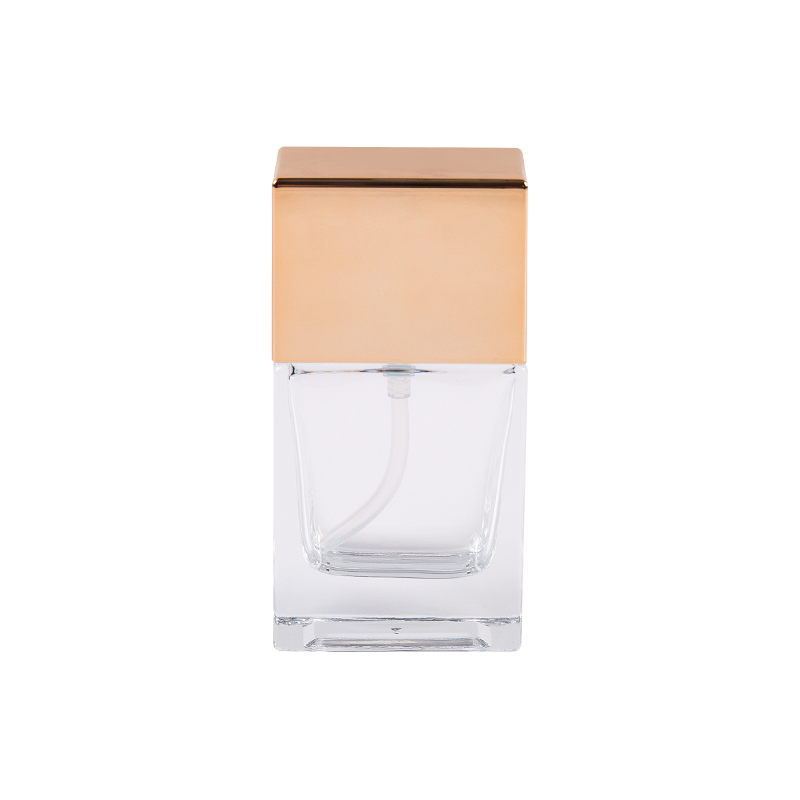 Bouteille en verre d'élégance transparente de 30 ml avec bonnet en abdos doré