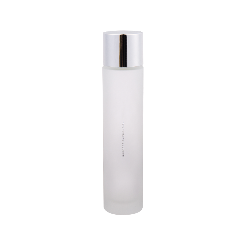 Bouteille de lotion en verre blanc en argent simple en argent argenté